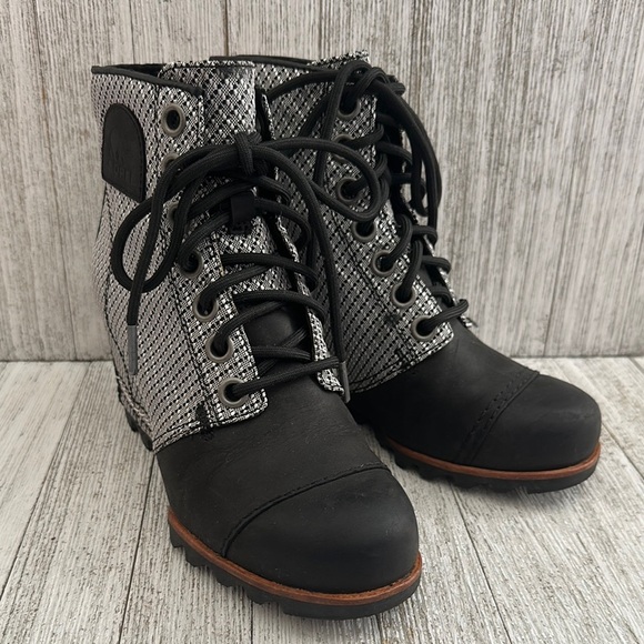 Sorel PDX Lexie 1964 Premium Wedge heel bootie Grey Silver Black - Picture 1 of 9